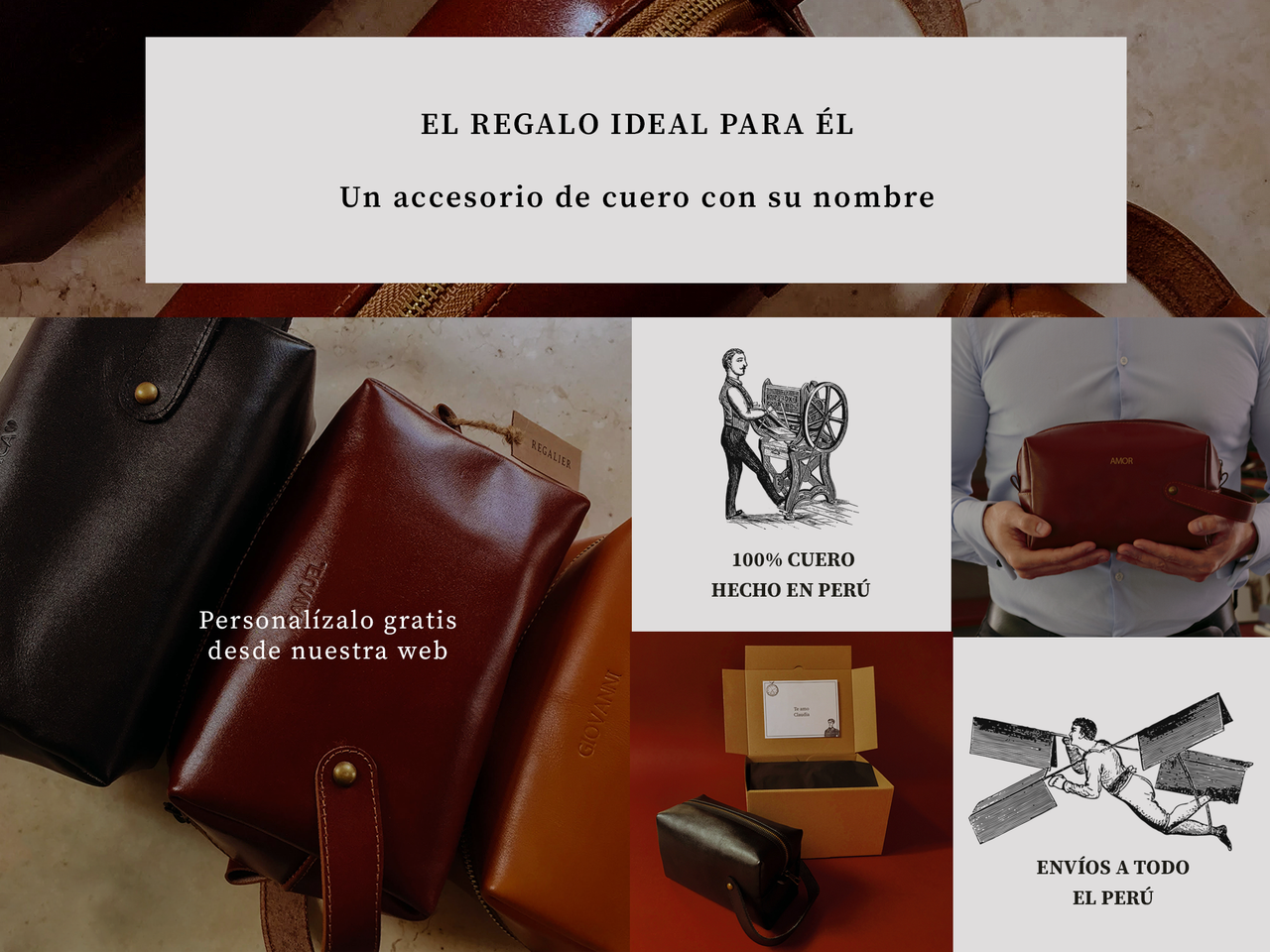 Regalos personalizados de cuero para hombre Lima, Perú. Delivery. 