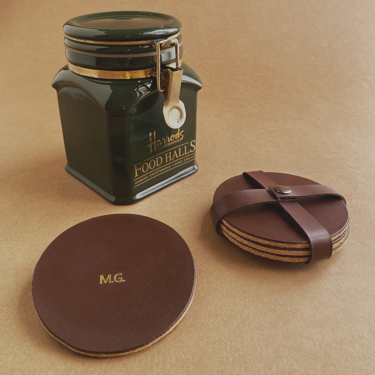 Pack de Posavasos de cuero marrón Vintage